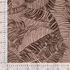 Tissu satin de viscose motif exotique fond taupe