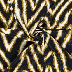 Tissu Satin léopard géométrique bleu, ocre et beige - oeko tex