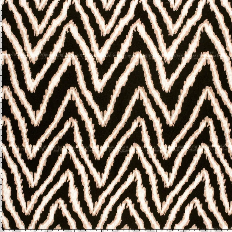 Tissu Satin léopard géométrique Noir et beige - oeko tex