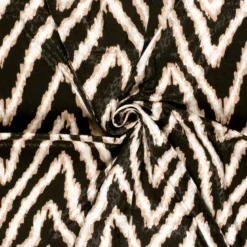 Tissu Satin léopard géométrique Noir et beige - oeko tex