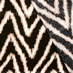 Tissu Satin léopard géométrique Noir et beige - oeko tex
