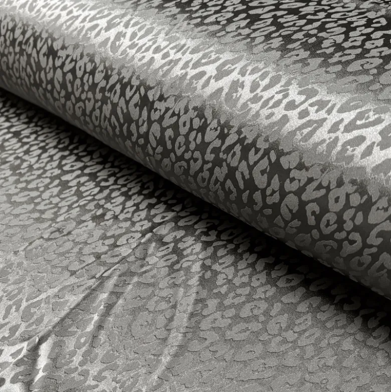 Tissu Satin Léopard ton sur ton vert gris - oeko tex