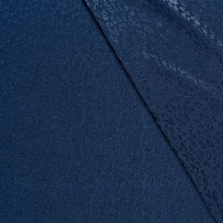Tissu Satin Léopard ton sur ton bleu - oeko tex