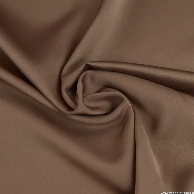 Tissu Satin microfibre fluide Taupe