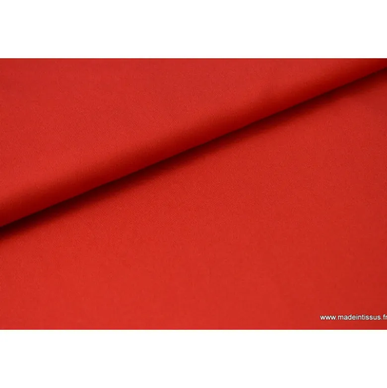 Tissu satin microfibre fluide uni rouge