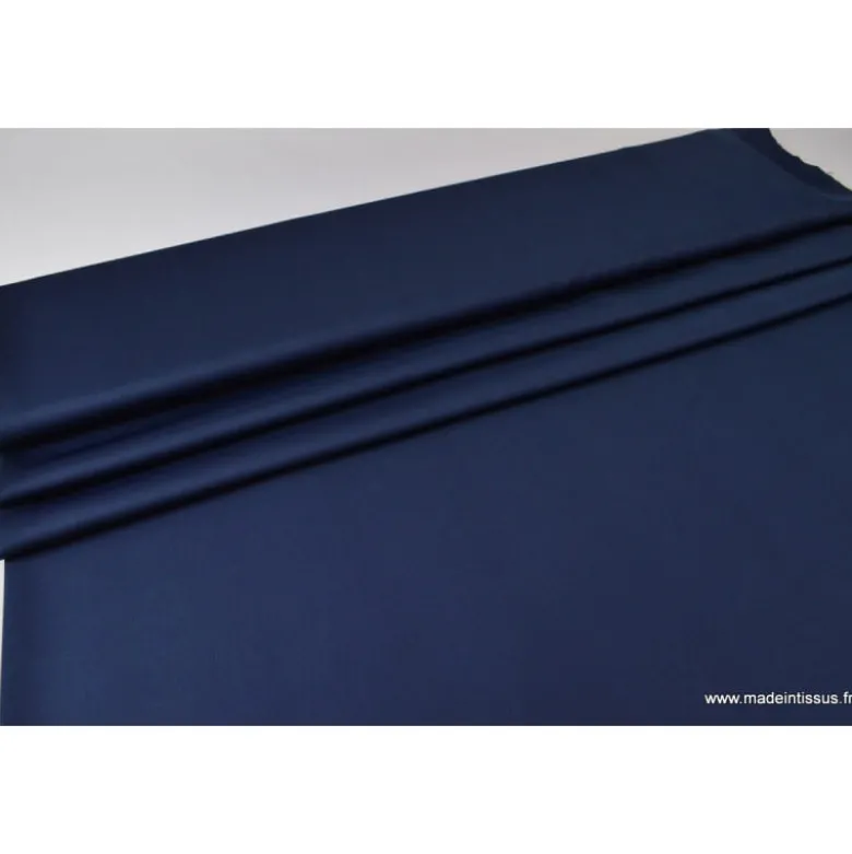 Tissu satin microfibre fluide uni marine