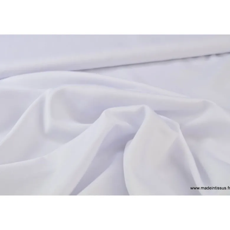 Tissu satin microfibre fluide uni blanc