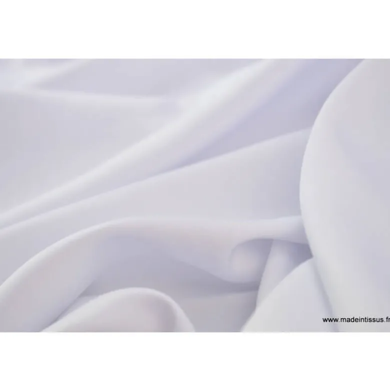 Tissu satin microfibre fluide uni blanc
