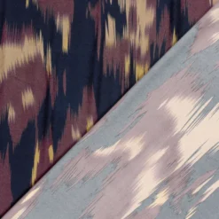 Tissu Satin motif style Ikat - Aubergine
