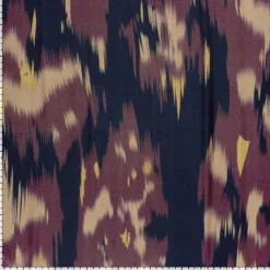 Tissu Satin motif style Ikat - Aubergine