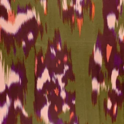 Tissu Satin motif style Ikat - Violet et vert