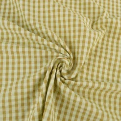 Tissu seersucker Eli Vichy petits carreaux - Vert clair et Bronze