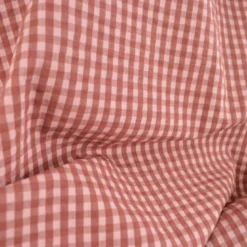 Tissu seersucker Eli Vichy petits carreaux - Cacao et rose Thé