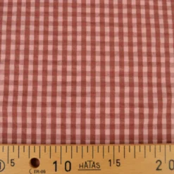 Tissu seersucker Eli Vichy petits carreaux - Cacao et rose Thé