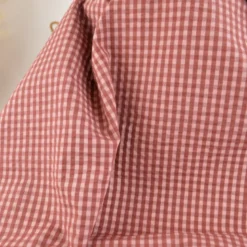 Tissu seersucker Eli Vichy petits carreaux - Cacao et rose Thé