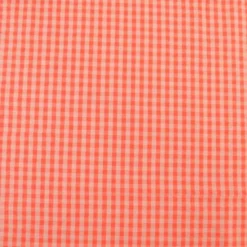 Tissu seersucker Eli Vichy petits carreaux - Pêche et fraise