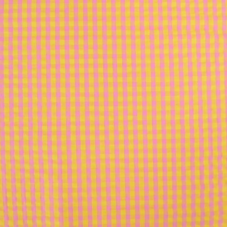 Tissu seersucker Eli Vichy petits carreaux - Jaune et bonbon