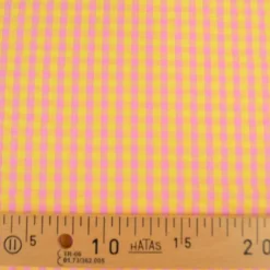 Tissu seersucker Eli Vichy petits carreaux - Jaune et bonbon