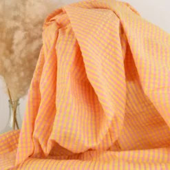 Tissu seersucker Eli Vichy petits carreaux - Jaune et bonbon