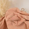 Tissu seersucker Eli Vichy petits carreaux - Cognac et pêche