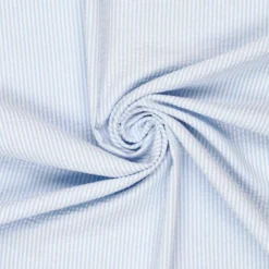 Tissu seersucker à rayures bleu ciel et blanc - OEKO TEX
