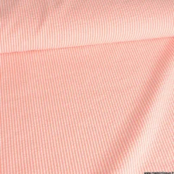 Tissu seersucker à rayures Corail et blanc