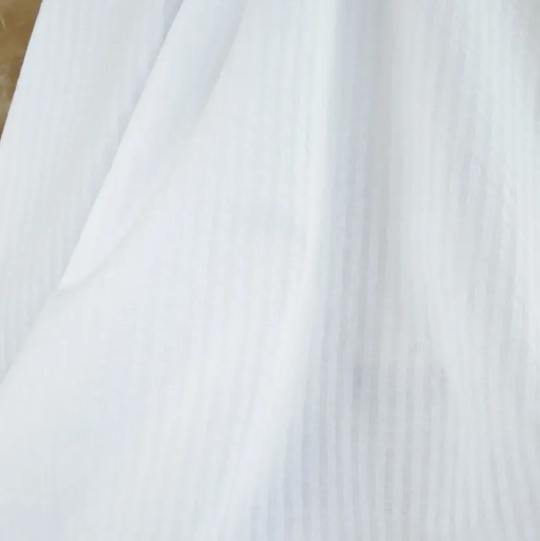 Tissu seersucker à rayures fines - Blanc