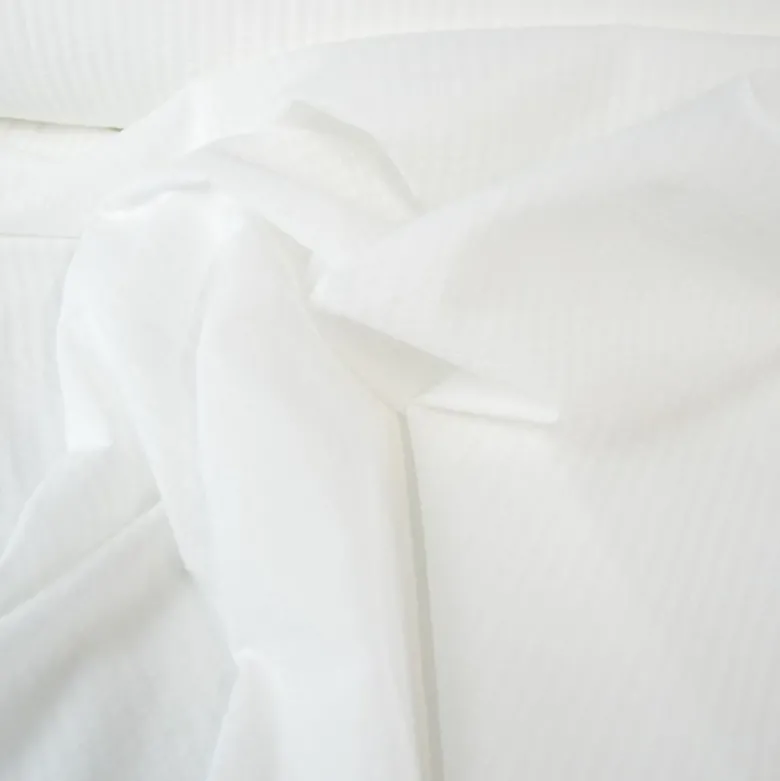 Tissu seersucker à rayures fines - Blanc