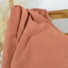 Tissu seersucker à rayures fines - Caramel et Aubergine