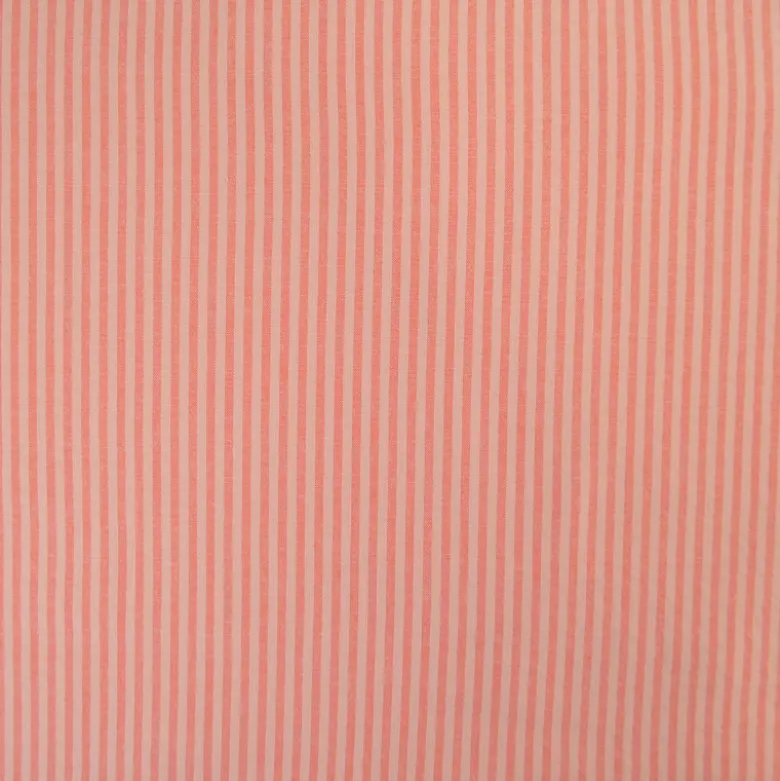 Tissu seersucker à rayures fines - Corail et Nude