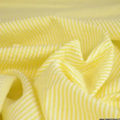 Tissu seersucker à rayures Jaune et blanc
