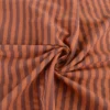 Tissu seersucker à rayures larges - Caramel et Aubergine