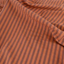 Tissu seersucker à rayures larges - Caramel et Aubergine