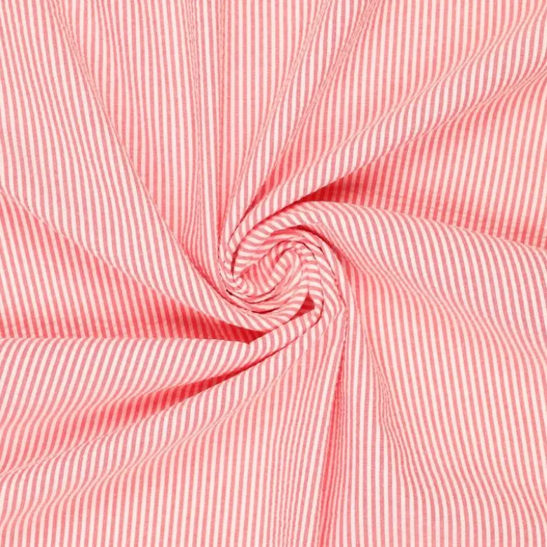 Tissu seersucker à rayures Rouge et blanc