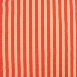 Tissu seersucker à rayures Tom - Abricot et Cerise