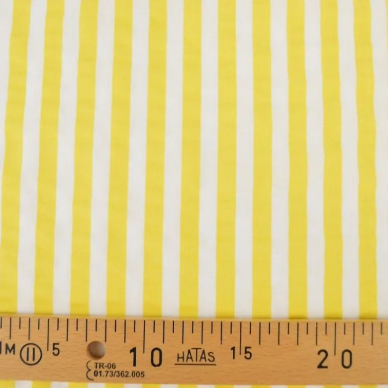 Tissu seersucker à rayures Tom - Blanc et Jaune