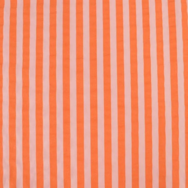 Tissu seersucker à rayures Tom - Rose et Tangerine
