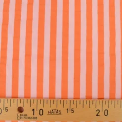 Tissu seersucker à rayures Tom - Rose et Tangerine