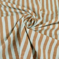 Tissu seersucker à rayures Tom - Menthe et camel