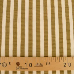 Tissu seersucker à rayures Tom - Pêche et Havane