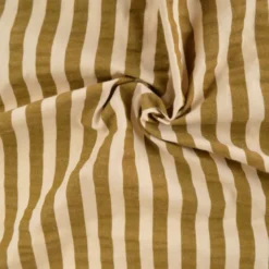 Tissu seersucker à rayures Tom - Pêche et Havane
