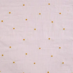 Tissu Seersucker Rose Nude Rayures Fines Brodé Marguerites – Coton Léger Été