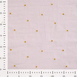 Tissu Seersucker Rose Nude Rayures Fines Brodé Marguerites – Coton Léger Été