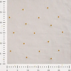 Tissu Seersucker Sable Rayures Fines Brodé Marguerites – Coton Léger Été