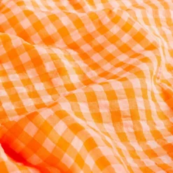 Tissu seersucker Vichy grands carreaux Orange fluo