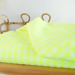 Tissu seersucker Vichy grands carreaux Jaune fluo