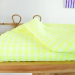 Tissu seersucker Vichy grands carreaux Jaune fluo