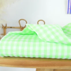 Tissu seersucker Vichy grands carreaux vert fluo