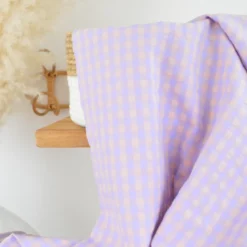 Tissu seersucker Vichy grands carreaux - Lilas