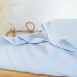 Tissu seersucker Vichy petits carreaux Bleu et rose